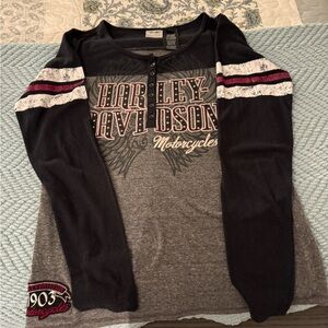 Women’s Harley-Davidson Black & Gray Long Sleeve Tee with Red Accent